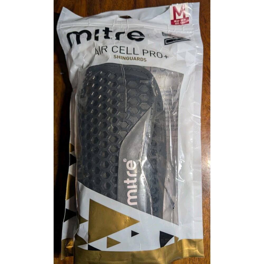 Mitre Aircell Pro+ Soccer Shin Guards Medium Black Adult Leg Protection Pads